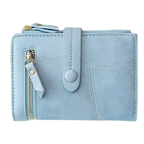 Mepaouo Womens Wallet Leather Trifold Card Holder RFID Blocking Handbags Purse with ID Window Blue