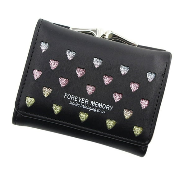 Mepaouo Womens Wallet Small Rfid Ladies Compact Bifold Leather Coin Purse with Zipper Kiss Lock