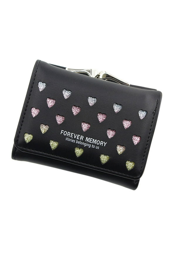 Womens Wallet Small Rfid Ladies Compact Bifold Leather Coin Purse with Zipper Kiss Lock