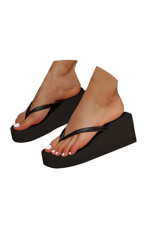 Womens Wedge Flip Flops Arch Support Cushion Platform Summer Thong Sandals with Rubber Sole