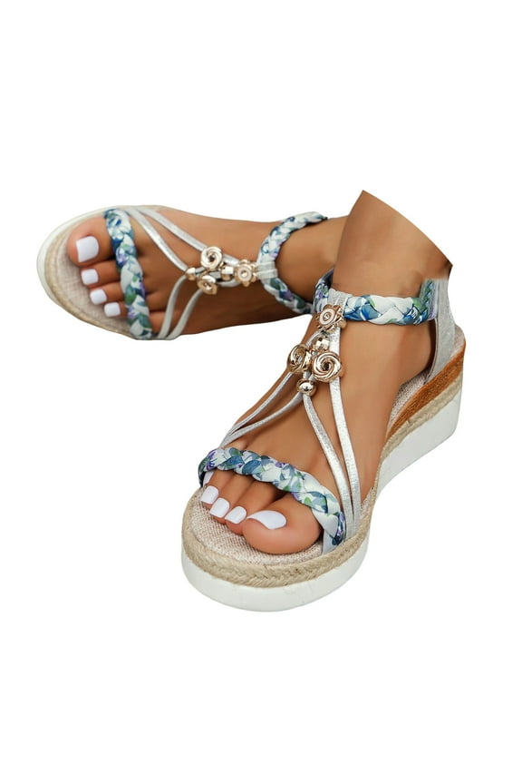 Womens Wedge Sandals Wide Width Platform Espadrilles Summer Dressy Slip on Walking Shoes