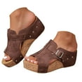 thumbnail image 1 of Mepaouo Womens Wedges Shoes Arch Support Cork Platform Slides Summer Beach Slip on Walking Shoes, 1 of 8