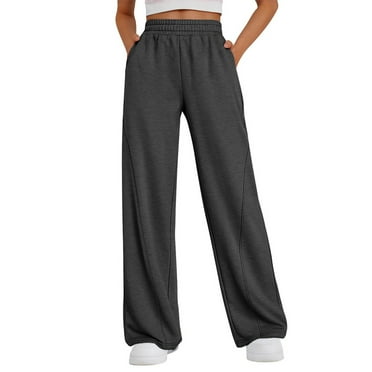 Mepaouo Womens Wide Leg Sweatpants High Waisted Baggy Lounge Pants Joggers with Pockets(Gray,S)