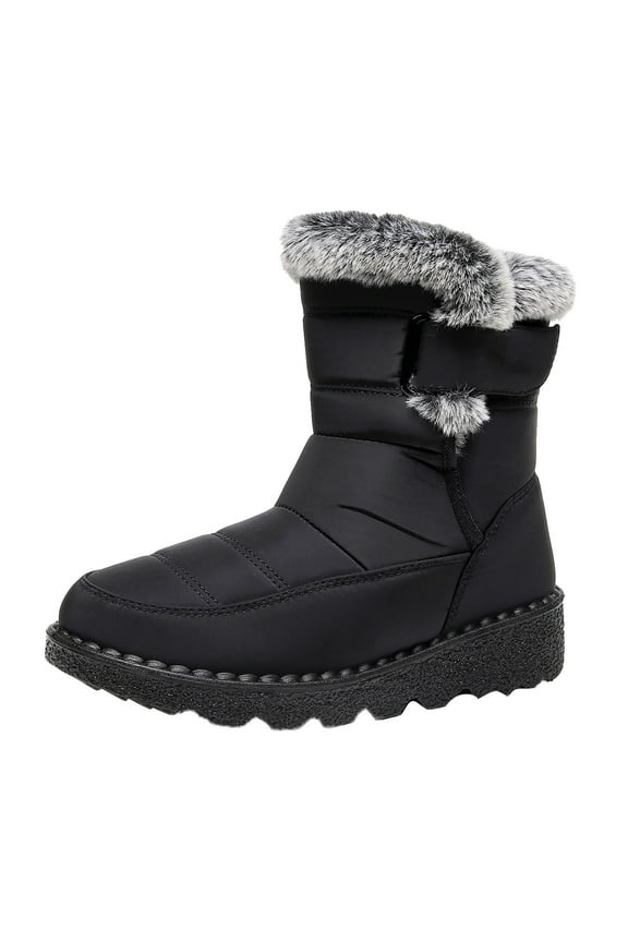 Womens Winter Snow Boots Fleece Lined Warm Slip on Short Boots Waterproof Ankle Booties