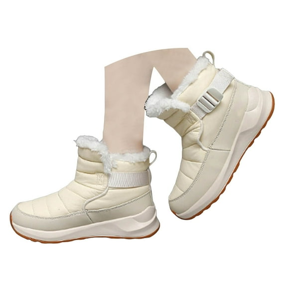 Mepaouo Womens Winter Snow Boots Lined Slip on Ankle Booties Waterproof Walking Shoes