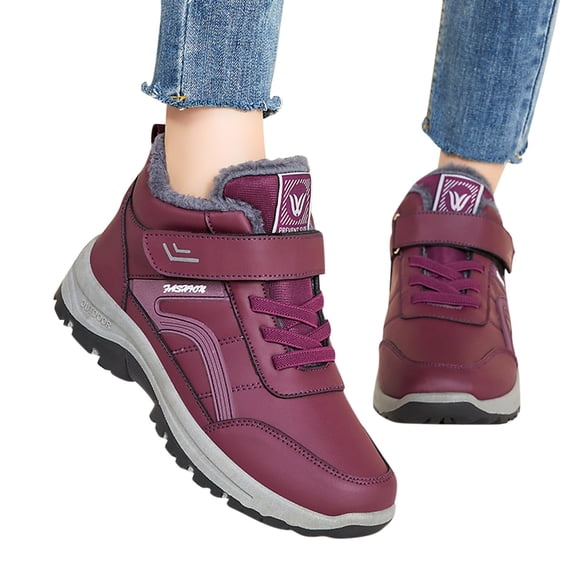 Mepaouo Womens Winter Snow Boots Warm Fleece Lined Anti-Slip Ankle Booties Walking Trekking Shoes
