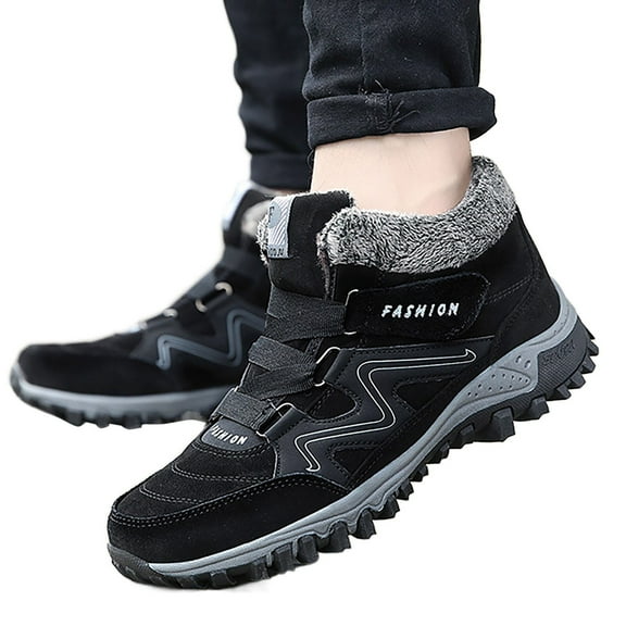 Mepaouo Womens Winter Snow Boots Warm Fleece Lined Anti Slip Outdoor Walking Trekking Ankle Booties(Black,7.5)