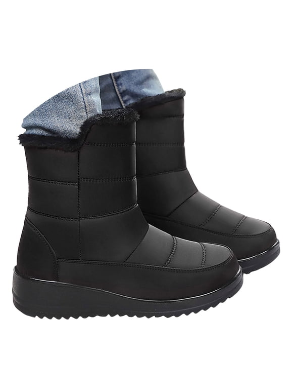 Womens Winter Snow Boots Waterproof Warm Fleece Lined Mid Calf Booties Outdoor Shoes for Women