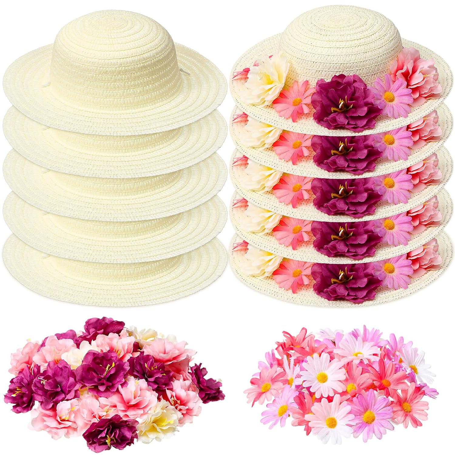 Sterntaler Girls' Straw Hat With Flowers - Decorative Sun Hat For Kids