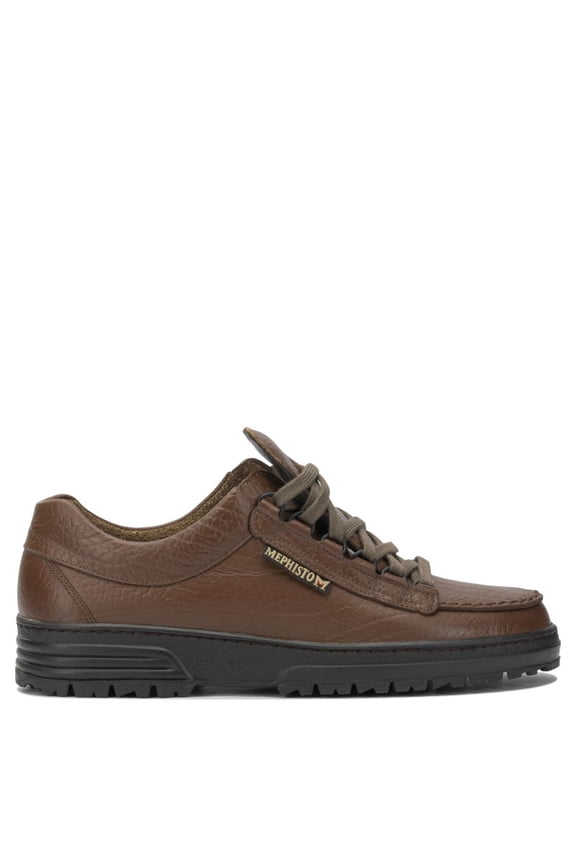 Low-Top Textured Leather Sneakers Brown (Men's)