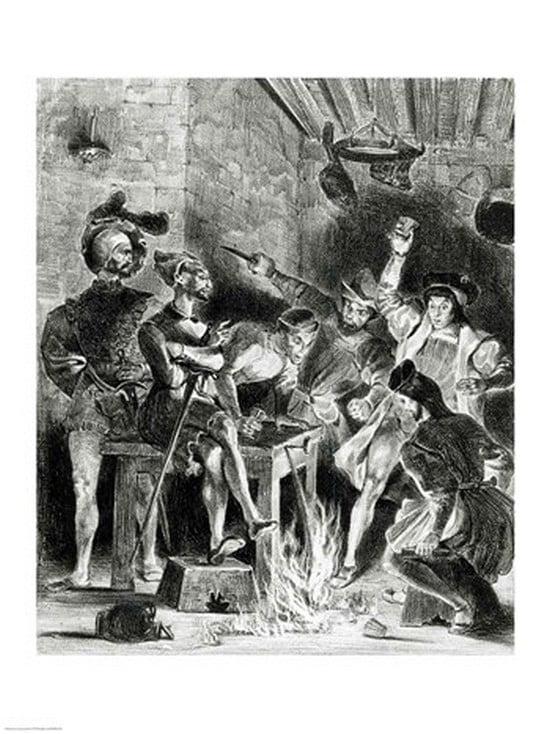Mephistopheles and the Drinking Companions from Goethes Faust 1828 Canvas Art - Eugene Delacroix (18 x 24)
