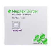 Molnlycke 595300 Mepilex Border Flex 4x4in 10x10cm Flexible Self-Adherent Absorbent Bordered Foam Dressing with Safetac technology Pack of 10