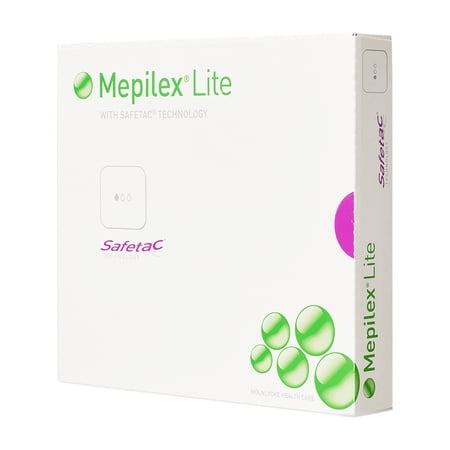 Molnlycke Health Care Us Mepilex Lite Waterproof First Aid Gauze Pads Box Set, 6" x 6", 5 Count