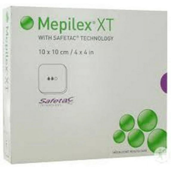 Mepilex XT Foam Dressing without Border - 4 Inches x 4 Inches, 5 Count