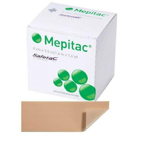 Mepitac Medical Tape - Silicone, Skin Friendly, 1.5 Inches x 59 Inches, Tan, 1 Count