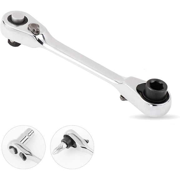 Meponn 1/4 Inch 72-Tooth Mini Double Head Ratchet Socket Wrench Screwdriver Bit Driver CR-V Steel Compact Hand Tool for Narrow Tight Space Repair