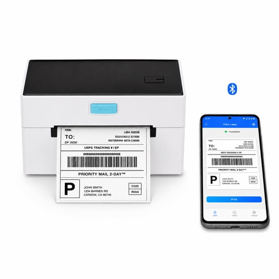 Meponn 4"x6" Bluetooth Label Printer, Thermal Printer Support 1.18"-4.1" Wide Labels for Shipping Packages, Compatible with Windows, Smartphone,Black