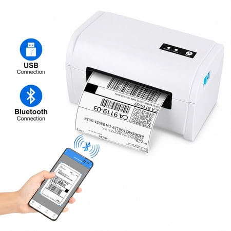 Meponn 4"x6" Bluetooth Label Printer, Thermal Printer Support 1.18"-4.05" Wide Labels for Shipping Packages, Compatible with Windows, Smartphone,White