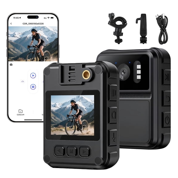 Meponn L6 Waterproof 4K UHD 4 MP Camcorders with Body Camera, Clip, Mount, Charging Cable, Manual, Black