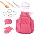 thumbnail image 1 of Meponn Kids Apron and Hat Costume Set, Adjustable Chef Uniform, 11-Piece Pretend Play Cooking Set, Red, 1 of 8