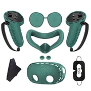 Meponn Silicone Protective Accessory Set for Meta Quest 3s with Controller Grip Covers, VR Headset Shell, Face Cushion & Lens Cover, Green
