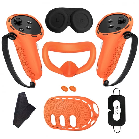 Meponn Soft VR Protective Cover Silicone Accessories Kit for Meta Quest 3,Orange