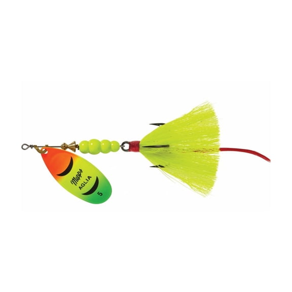 Mepps Aglia Dressed Inline Spinner 1/2oz Yellow Tail Hot Firetiger Blade