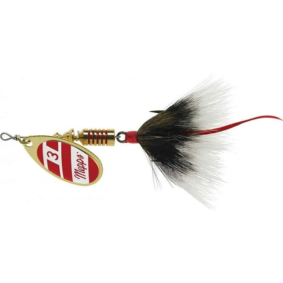 Mepps Aglia Distressed Treble Hook Spinner, Red/White 1/4 Oz - B3ST G/RW-G