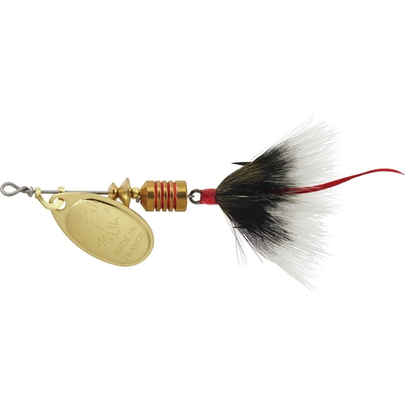 Mepps Aglia In-Line Spinner, 1/8oz, Dressed Treble Hook, Gold Blade & Gray Tail