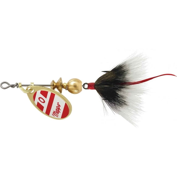 Mepps Aglia In-Line Spinner, 1/12 oz, Dressed Treble Hook, Gold/Red/White Blade/