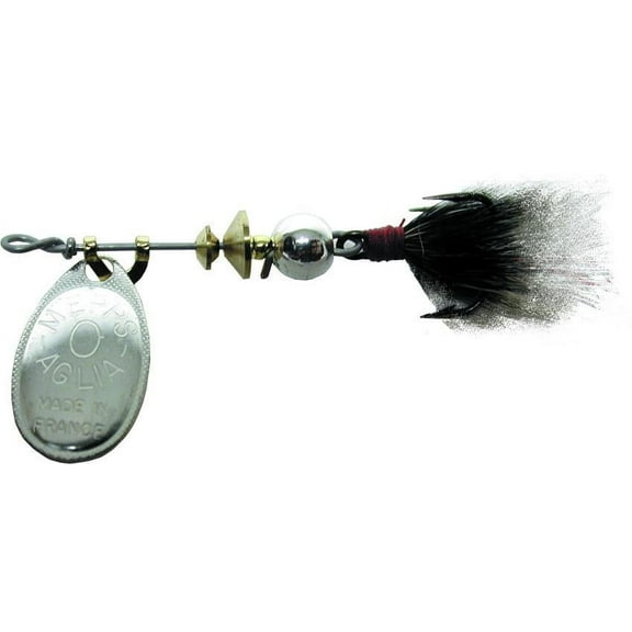 Mepps Aglia In-Line Spinner, 1/12oz, Dressed Treble Hook, Silver Blade & Gray Tail