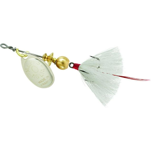 Mepps Aglia In-Line Spinner, 1/12oz, Dressed Treble Hook, Silver Blade & White Tail