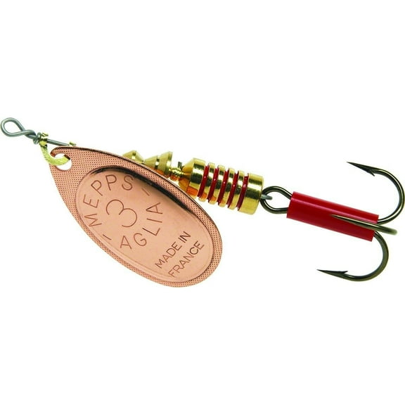 Mepps Aglia In-Line Spinner 1/4 oz, Plain Treble Hook, Copper Blade