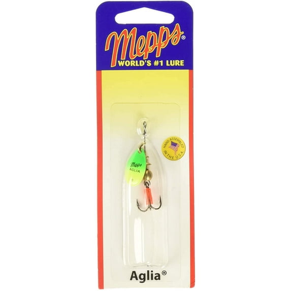 Mepps Aglia Plain Treble Fishing Lure, Green/Chartreuse 1/6th Oz - B2 HGRC