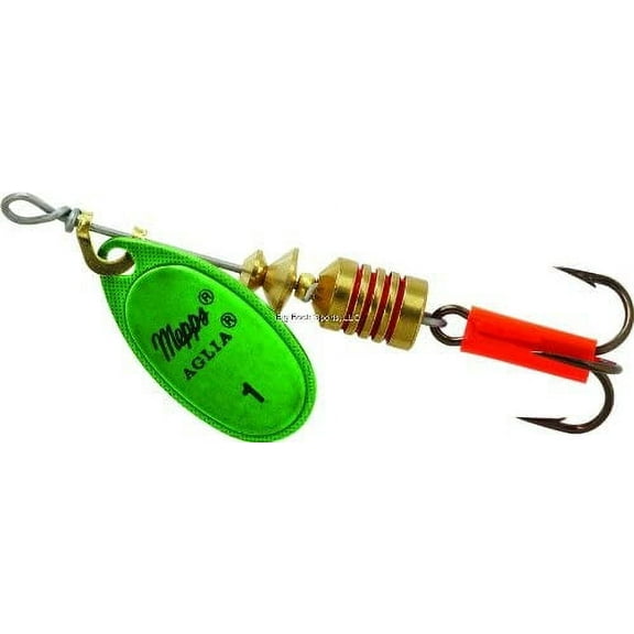 Mepps Aglia Plain Treble Fishing Lure, Green Platinum, 1/8th Oz - B1 GRP