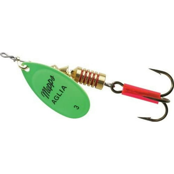 Mepps Aglia Plain Treble Fishing Lure, Hot Green, 1/4 Oz - B3 HGR