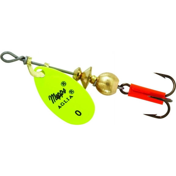 Mepps Aglia In-Line Spinner, 1/12oz, Plain Treble Hook, Hot Chartreuse Blade