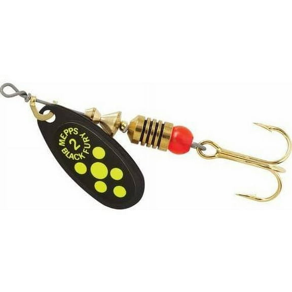 Mepps Aglia Black Fury Plain Inline Spinner Black & Chartreuse Dots 1/6 oz