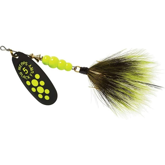 Mepps Black Fury Dressed Treble Inline Spinner, 1/2 oz, Chartreuse