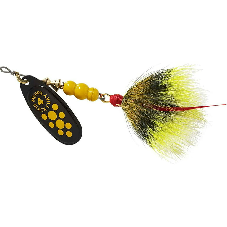 Handmade Spinner Fishing Lure Yellow W/ Black Blade Inline Spinner
