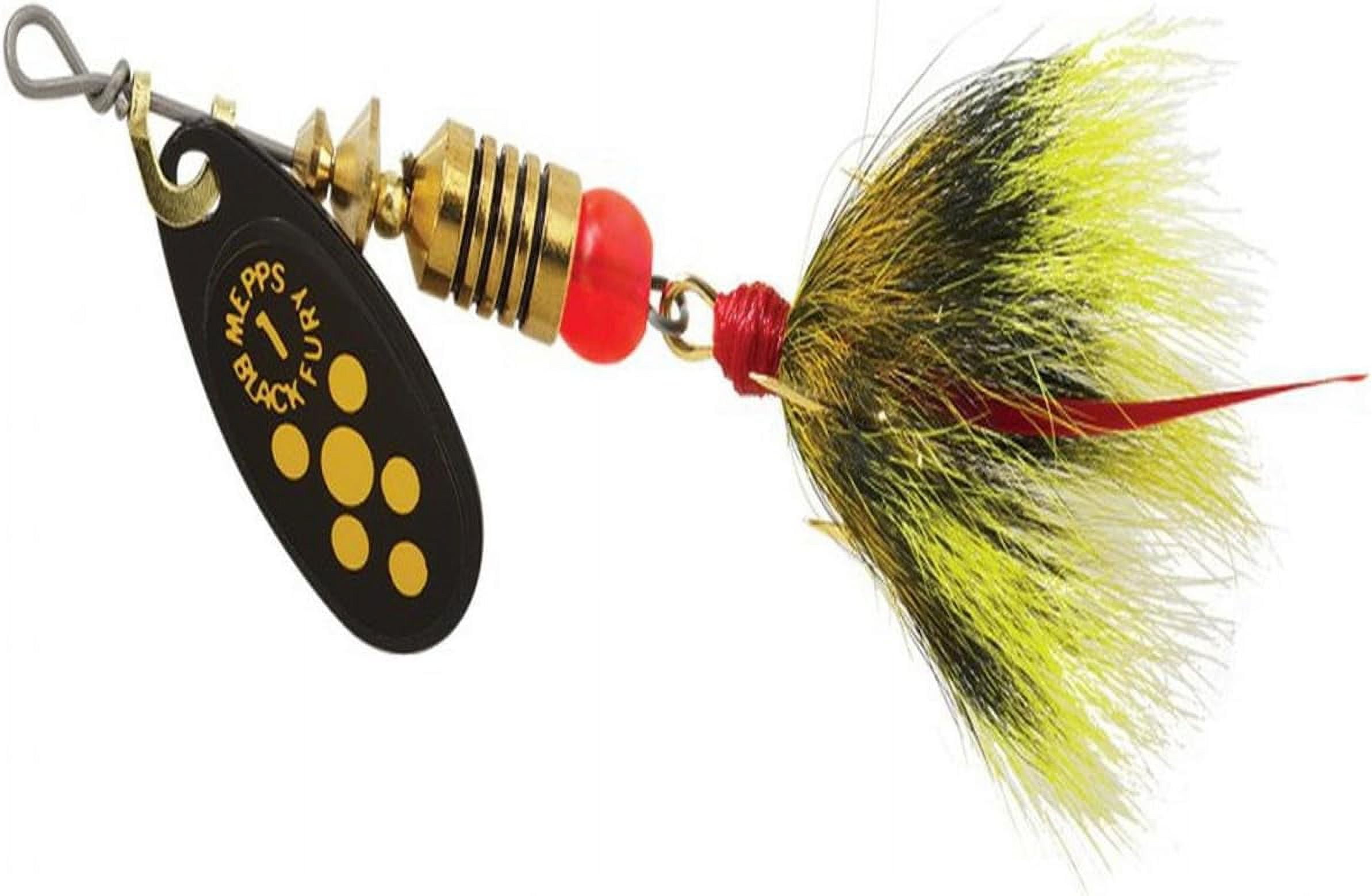 Mepps Black Fury Dressed Treble Spinner Fishing Lure, Yellow, 1/8 oz 