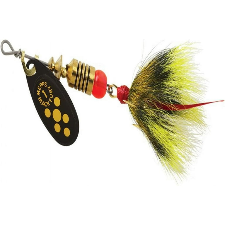 Mepps Black Fury Dressed Treble Spinner Fishing Lure, Yellow, 1/8 oz 