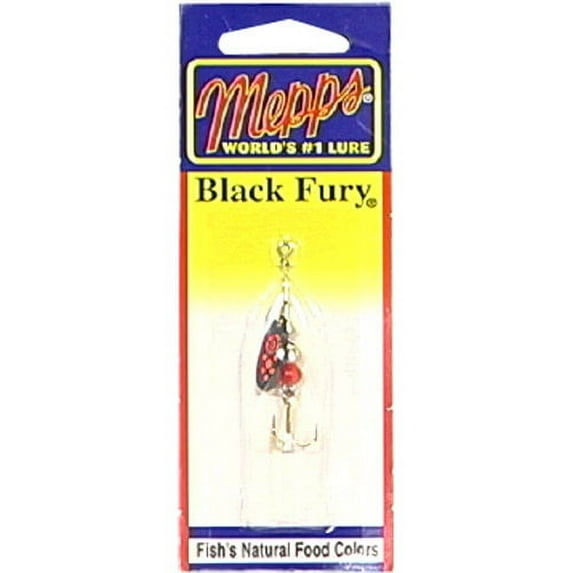 Mepps Black Fury Plain Treble Inline Spinner, 1/12 oz, Fluorescent Red Dot