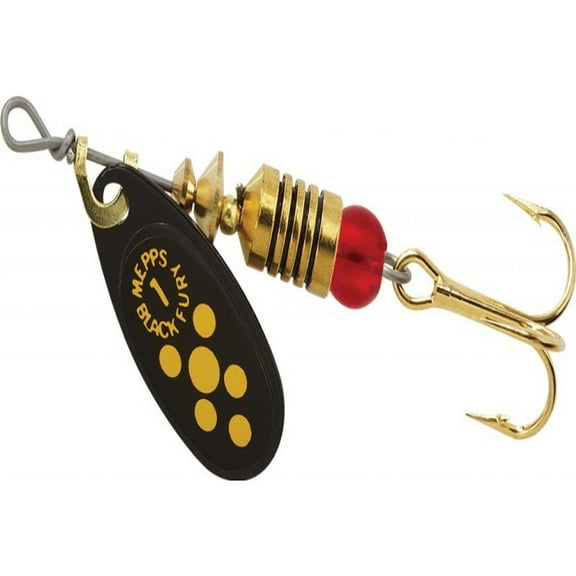 Mepps Black Fury Plain Treble Inline Spinner, 1/8 oz, Fluorescent Red Dot