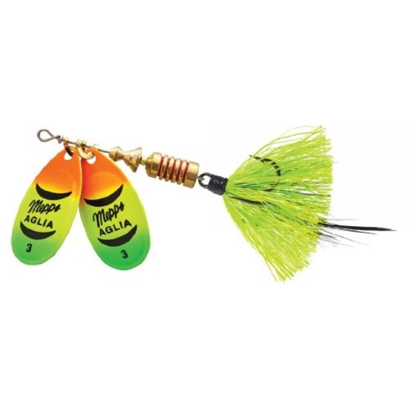 Mepps Double Blade Aglia Spinner Hot Firetiger/Chart Tail