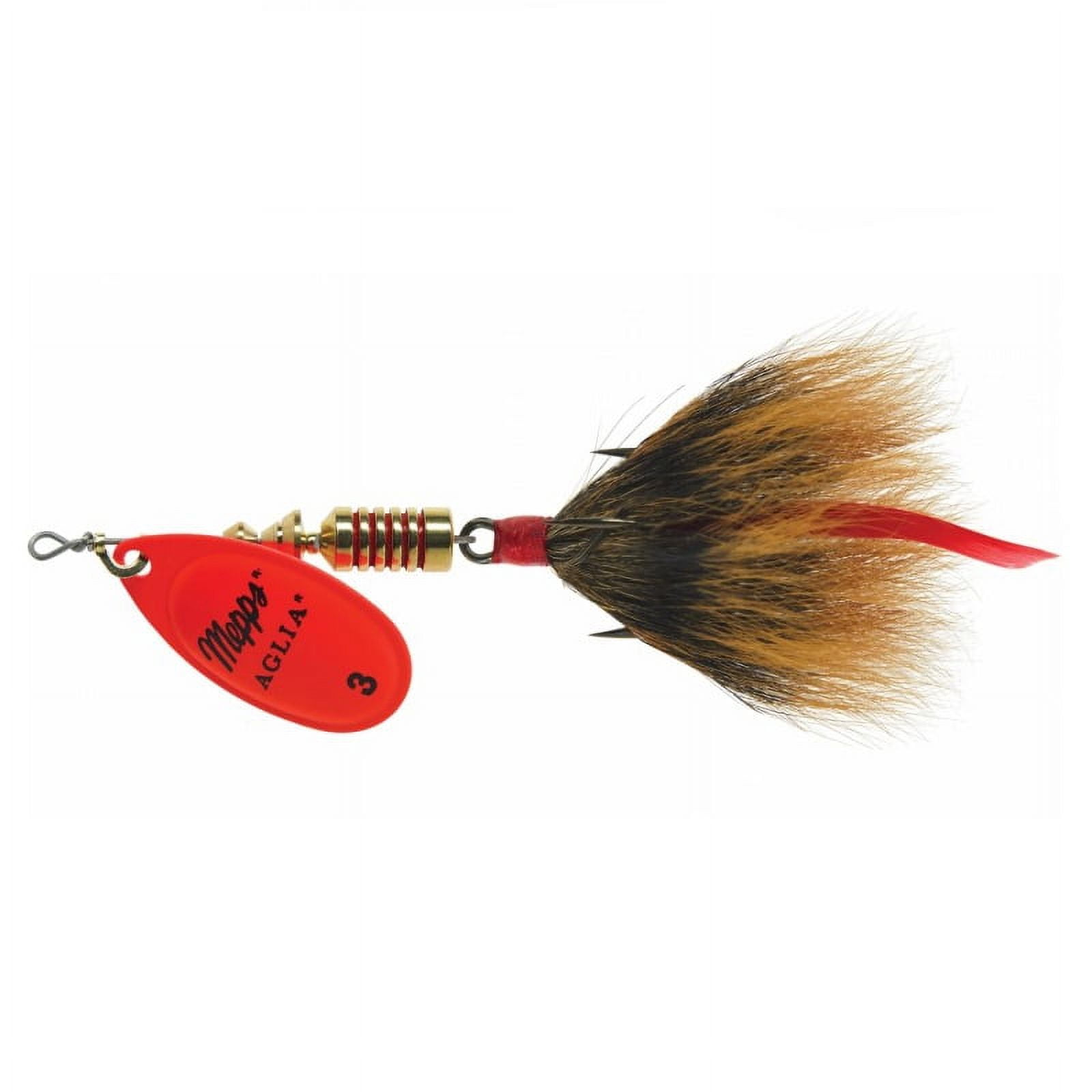 Mepps Dressed Aglia Inline Spinner 1/4 oz - Hot Orange/Borwn Tail