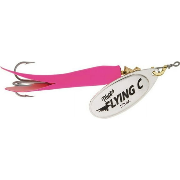 Mepps Flying C Treble Hook Inline Spinner, Hot Pink with Silver Blade