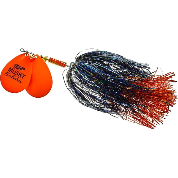 MEPPS DOUBLE BLADE MUSKY FLASHABOU 1-1/2OZ-HOT ORANGE/BLACK/ORANGE