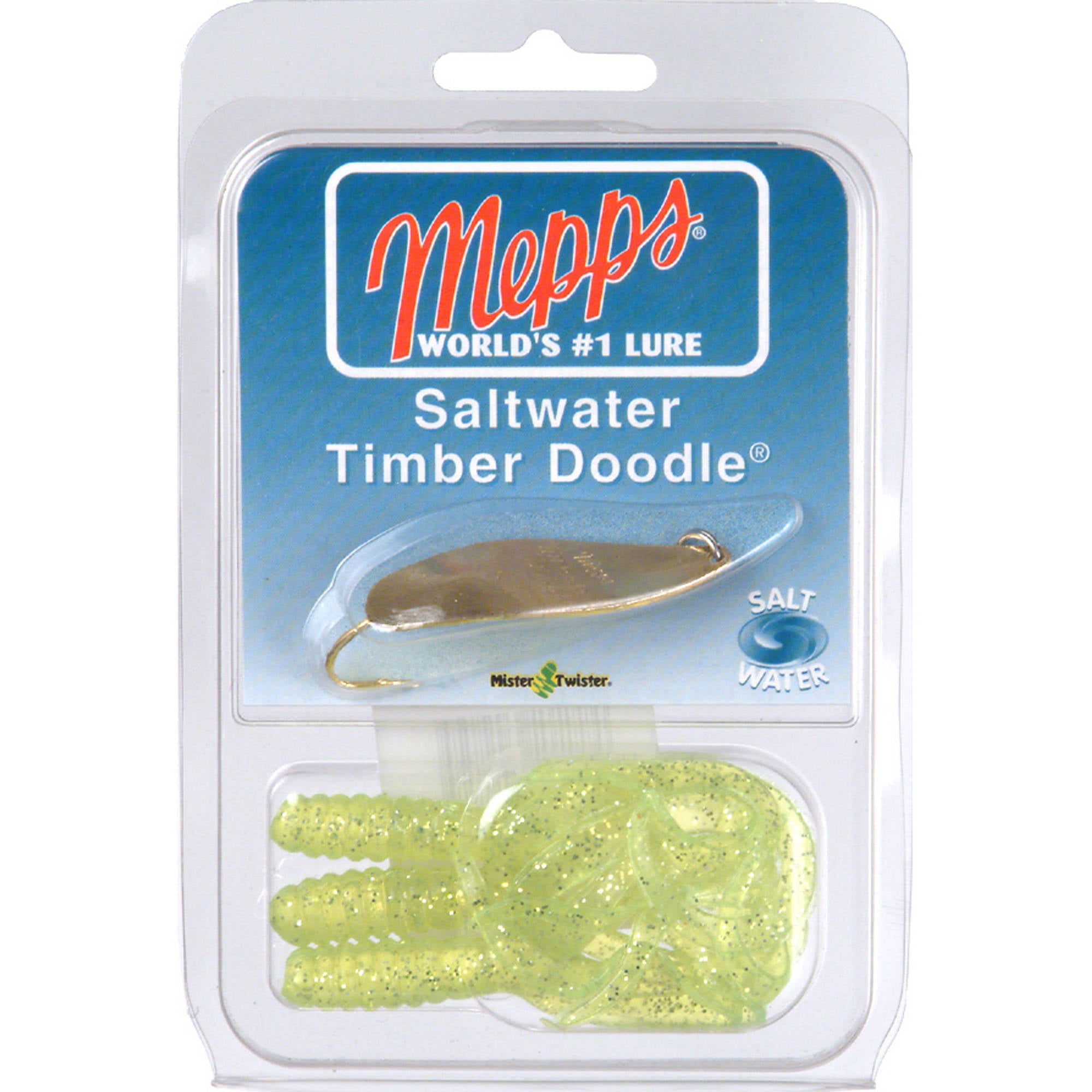 Mepps Saltwater Timber Doodle Weedless Spoon, Gold and Chartreuse