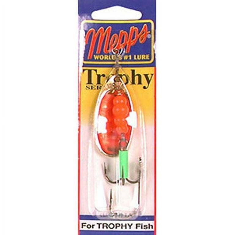 Mepps Trophy Series Single Hook Spinner Fishing Lure, Fluorescent Orange  with Gold Blade, 1/2 Oz.